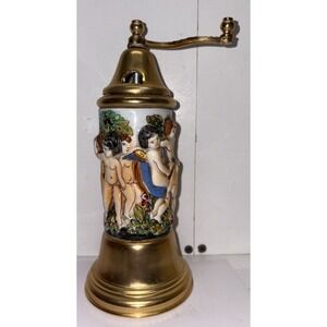 Vintage‎ Figural Pepper Grinder Music Box, CAPODIMONTE REUGE, Italy, SANTA LUCIA